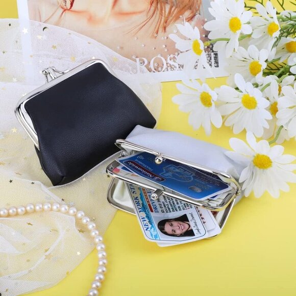 2 Packs PU Coin Purse Double Pocket Change Pouch Clutch Wallet with Clasp Closur - Picture 7 of 9